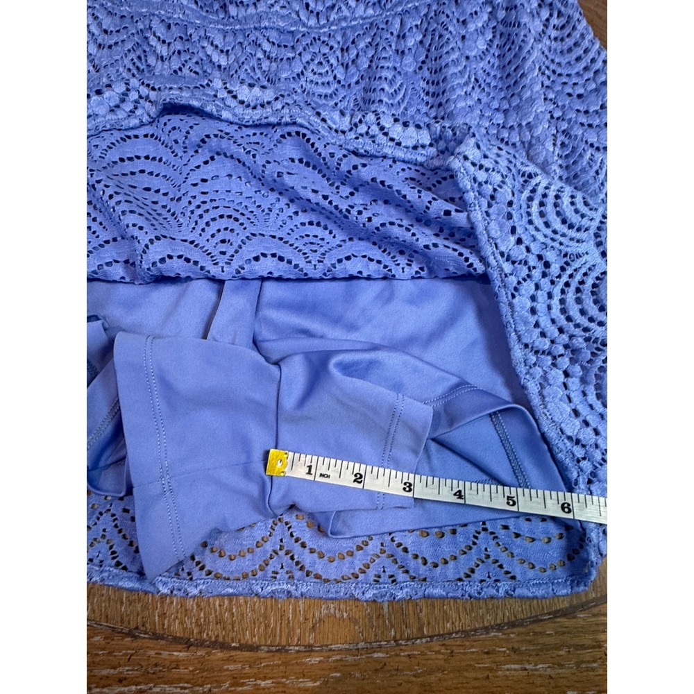 Lilly Pulitzer Lana Skort Romper Blue Lace Off Shoulder Long Sleeve Size Large - Picture 11 of 11